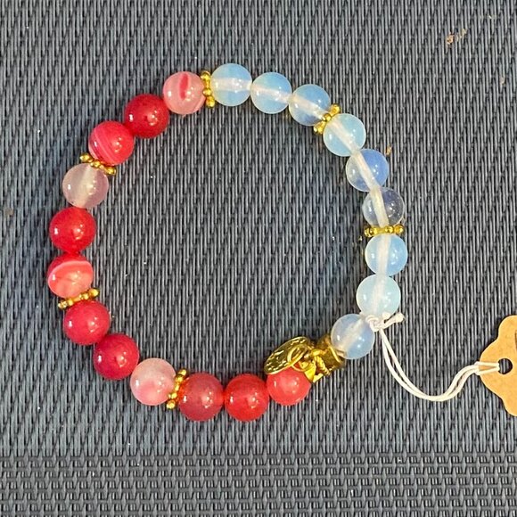 NEW Genuine Moonstone & Agate stretch bracelet - Picture 3 of 5